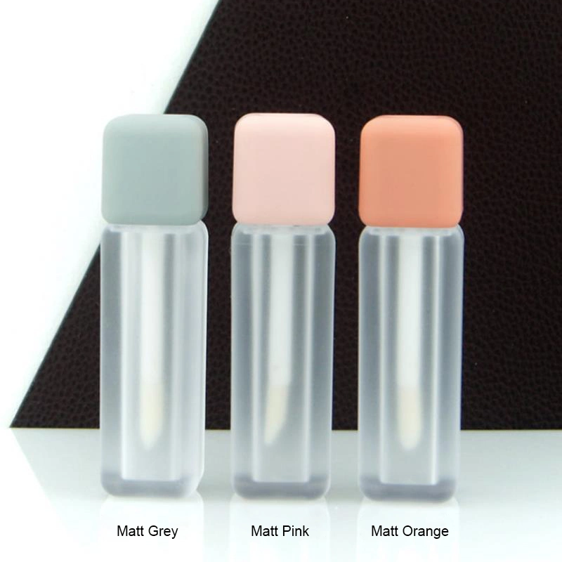 Colorful Lip Gloss Tube Custom Frost Rubber Finishes Empty Lipgloss Tubes Private Label Square Lipgloss Container